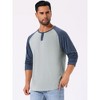 INSPIRE CHIC Men's Raglan Long Sleeve Tee Shirt Casual Henley T-Shirts - 4 of 4
