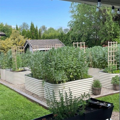 Pearl White 32" Tall Modular Metal Outdoor Raised Garden Bed