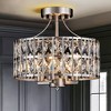 Rennnsan Lunara 12" W 4 -Light Crystal Dimmable Mid-century Drum Shaded Semi Flush Mount in Matte Black & Chrome & Brass - 4 of 4