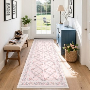 Washable Rug Modern Floral Geometric Area Rugs Soft Non-Slip Low Pile Carpet for Living Room Bedroom - 1 of 4