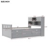 4-Drawer Full Size Wood Storage Bed Frame with Bookcase Headboard and Adjustable Compartments, No Box Spring Needed - Baofuwish - 4 of 4