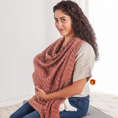 Image of Itzy Ritzy Muslin Breastfeeding Boss Nursing Cover - Rust
