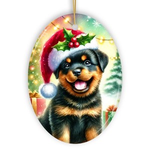 Charming Rottweiler in Festive Attire Ornament, Heartwarming Dog-Themed Christmas Gift Decor| OrnamentallyYou - 1 of 4