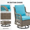 3 Piece Outdoor Patio Set, Wicker Rocking Bistro Set with 2 Swivel Chairs & Tempered Glass Top Table - 4 of 4