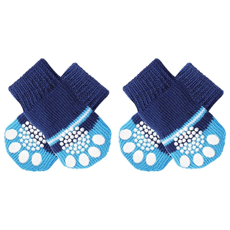 Unique Bargains Bone Pattern Two Tone Nonskid Soft Socks for Pet Dogs 2 Pairs Blue M, 1 of 7