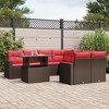 vidaXL 9 Piece Garden Sofa Set with Cushions and Table Poly Rattan - Brown without storage - 2 of 4