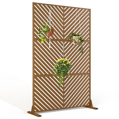 TUYOHW Metal Privacy Screen Outdoor, Decorative Privacy Panels, Freestanding Privacy Screen for Patio, Garden, Pool (White Square)