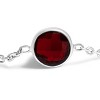 Haus of Brilliance Silver Checkerboard Cut Red Garnet Bezel Station Necklace - 22" Inches - 3 of 4