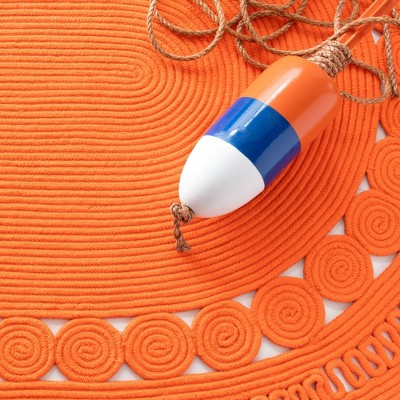 Tangerine Handwoven Oval Non-slip Indoor/Outdoor Rug