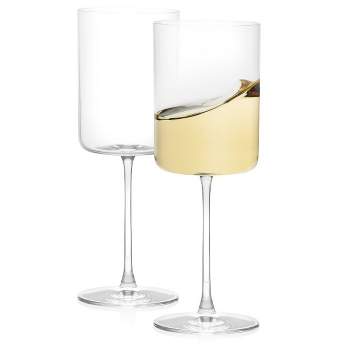 JoyJolt Claire Crystal White Wine Glasses – Set of 2 – 11.4 Ounce Wine Glass Set – Made in Europe