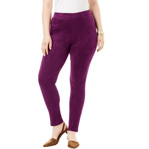 Roaman's Women's Plus Size Faux Suede Legging - 1 of 4