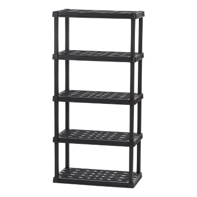 Black 5-Tier Heavy Duty Plastic Shelving Unit