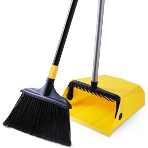 Commercial Broom and Dustpan Set for Outdoor and Indoor Use, Ideal for Courtyard, Garage, Lobby, and Pet Hair - 1 of 4