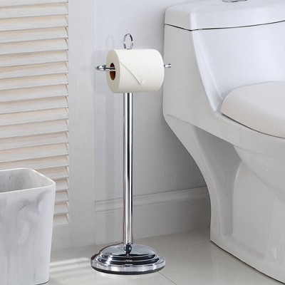 Polished Silver Free Standing Toilet Paper Holder