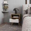 FM Furniture,Prescott Valley Nightstand with Open Storage, Natural Oak and White - 3 of 4