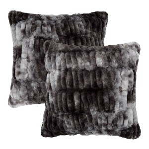 Chanasya Ruched Faux Fur Throw Pillow Covers - 2 Pieces - 18" x 18” - 1 of 4