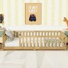 ModernLuxe Twin Size Floor Bed with Fence, Rubber Wood Bed Frame with Safety Guardrails, No Spring Box Required, Perfect for Kids - 2 of 4