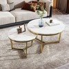 NicBex Modern Nesting Coffee Tables Set of 2, Center Table, Round Marble-Top Side Tables with Gilded Base for Living Room - 2 of 4