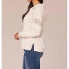 Women's Long Sleeve Half Placket Mixed Media Knit Hoodie with Blanket Stitch - Democracy - 2 of 4