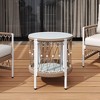 ACEPANO 17.32 in. W Accent Outdoor Side Table with Powder-Coated Steel Frame, Glass Top & Storage-Beige - 4 of 4