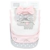 Hudson Baby Infant Girl Cotton Bib and Headband or Caps Set, Pink Gray Elephant, One Size - 2 of 4