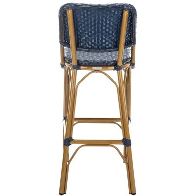 Tropical Chic Black PE Rattan High Back Bar Stool 17"x20"x41"