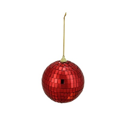 Northlight 4ct Hot Mirrored Glass Disco Ball Christmas Ornament Set 3" - Red