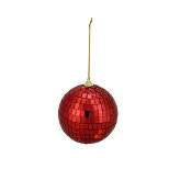 Northlight 4ct Hot Mirrored Glass Disco Ball Christmas Ornament Set 3" - Red