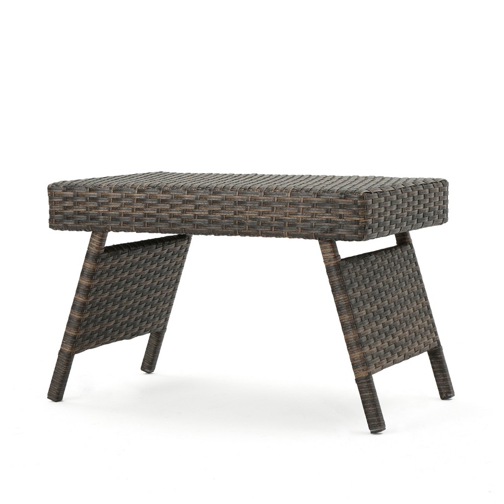 Photos - Garden Furniture Thira Wicker Adjustable Folding Side Table - Mocha - Christopher Knight Ho