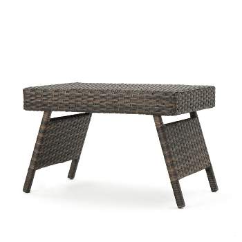 Thira Wicker Adjustable Folding Side Table - Mocha - Christopher Knight Home