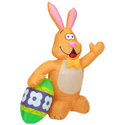 48" Inflatable LED Lighted Easter Bunny with Egg Outdoor Decoration