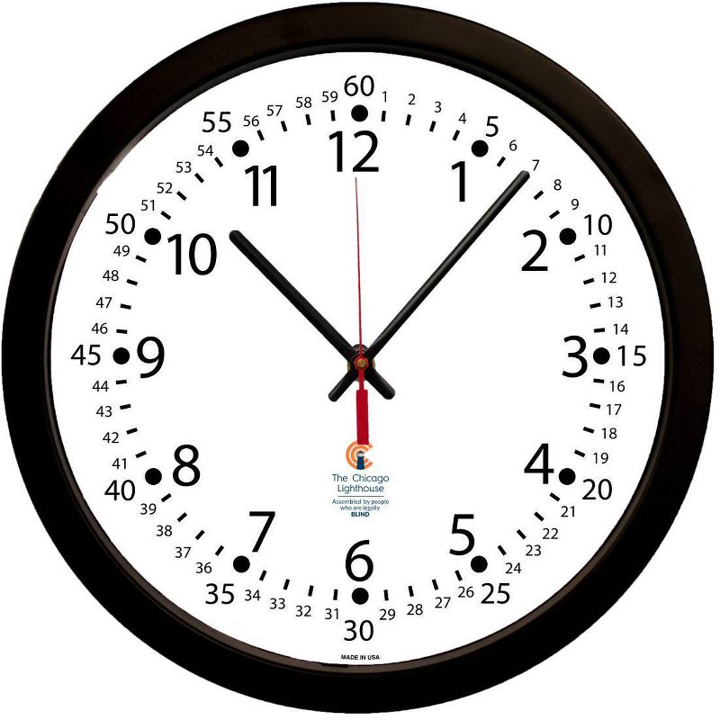 14.5&#34; Hospital Contemporary Body Quartz Movement Commercial Wall Clock Black - The Chicago Lighthouse, 1 of 6