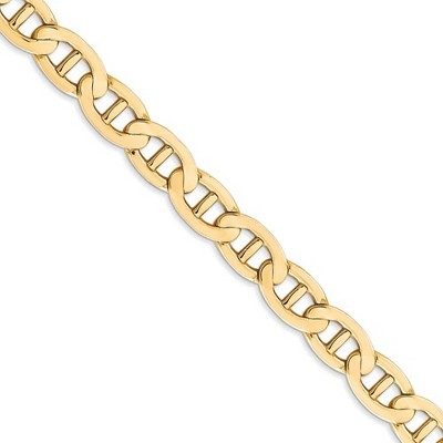 Black Bow Jewelry Men's 7mm, 14k Yellow Gold, Concave Anchor Chain Necklace