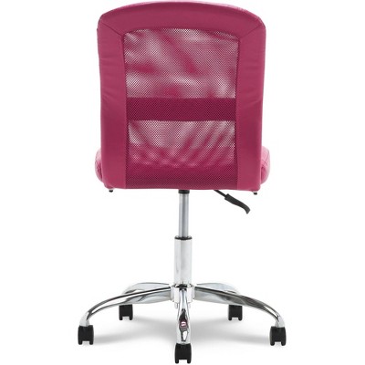 Pink Faux Leather Mesh Swivel Task Chair