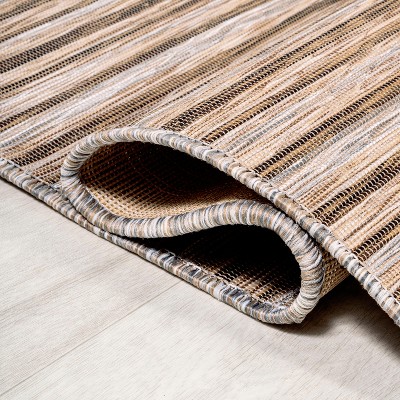 Heathered Stripes Brown/Natural 8' x 10' Synthetic Easy-Care Area Rug