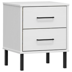 vidaXL Bedside Cabinet with Metal Legs White Solid Wood Pine OSLO - 1 of 4