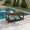 HOMLUX 2-Tier Patio Coffee Table Outdoor Dining Table for Yard, Balcony, Lawn, Pool - 2 of 4