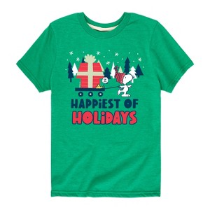 Boys' - Peanuts - Holiday Short Sleeve Graphic T-Shirt - 1 of 4