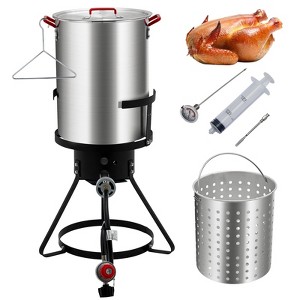 Turkey Fryer, 5000 BTU Aluminum Outdoor Deep Fryer with 0-5 PSI Regulator & Injector Thermometer Kit - 1 of 4