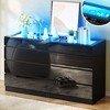 Modern 8 Drawer Dresser White Black Dresser with Deep Drawers Glass Top High Gloss Surface Storage Organizer Cabinet for Living Room - 2 of 4