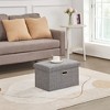 VECELO Folding Storage Ottoman Bench, End of Bed Linen Fabric Foot Rest Stool with Padded Seat, Large Footstool for Bedroom or Living Room - 2 of 4