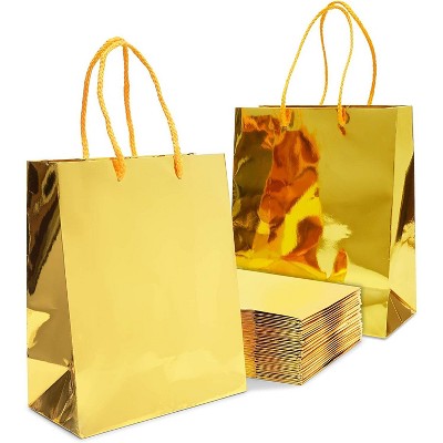 24 Pack Gold Paper Gift Bags with Handles for Birthday Party, Wedding and Baby Shower