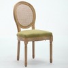 2 Pieces Beige French Style Solid Wood Frame Antique Painting Linen Fabric Rattan Back Dining Chair - 2 of 2