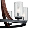 Grand Bank 22.5" 6 Light Chandelier with Clear Seeded Glass in Auburn Stained Wood and Distressed Black Metal - 3 of 3