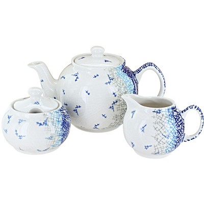 Blue Rose Polish Pottery Unity Three Piece Tea Set : Target