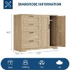 Multifunctional Wooden Dresser, 2 Door Wardrobe Armoire Closet with 4 Drawers and Hanging Rod, Low Storage Cabinet for Hanging Cloth - 2 of 4