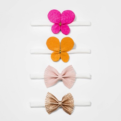 Baby Girls' 4pk Butterfly Thin Headband Set - Cat & Jack™ Pink/Yellow/Cream