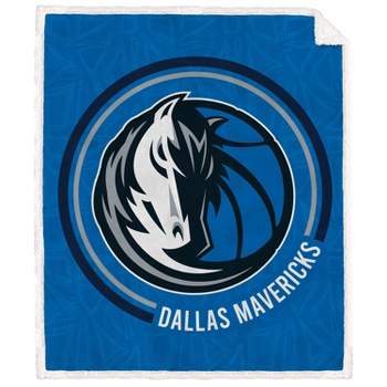NBA Dallas Mavericks Doodle Circle Flannel Fleece Faux Shearling Blanket