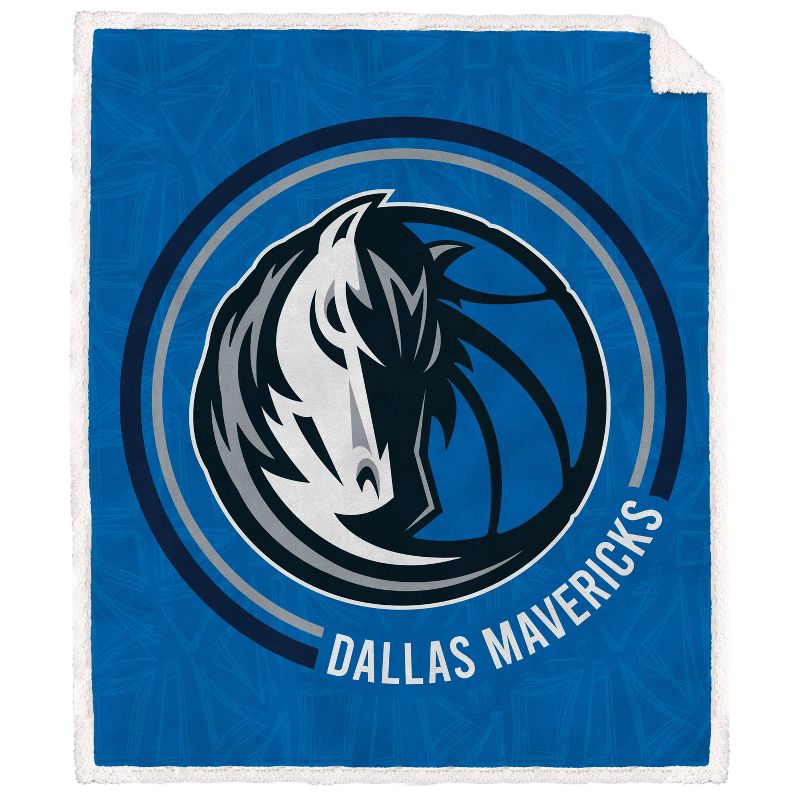 NBA Dallas Mavericks Doodle Circle Flannel Fleece Faux Shearling Blanket, 1 of 2