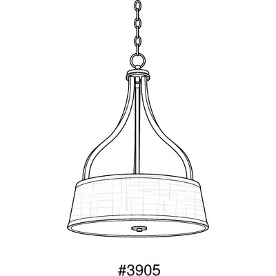 Progress Lighting Arden 3-Light Inverted Pendant, Steel, Antique Bronze, Summer Linen Shade